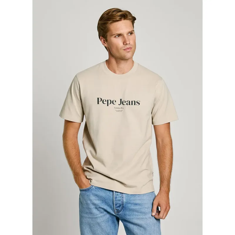 Pepe Jeans Ανδρική Μπλούζα T-Shirt Dale PM509783-836 Μπεζ