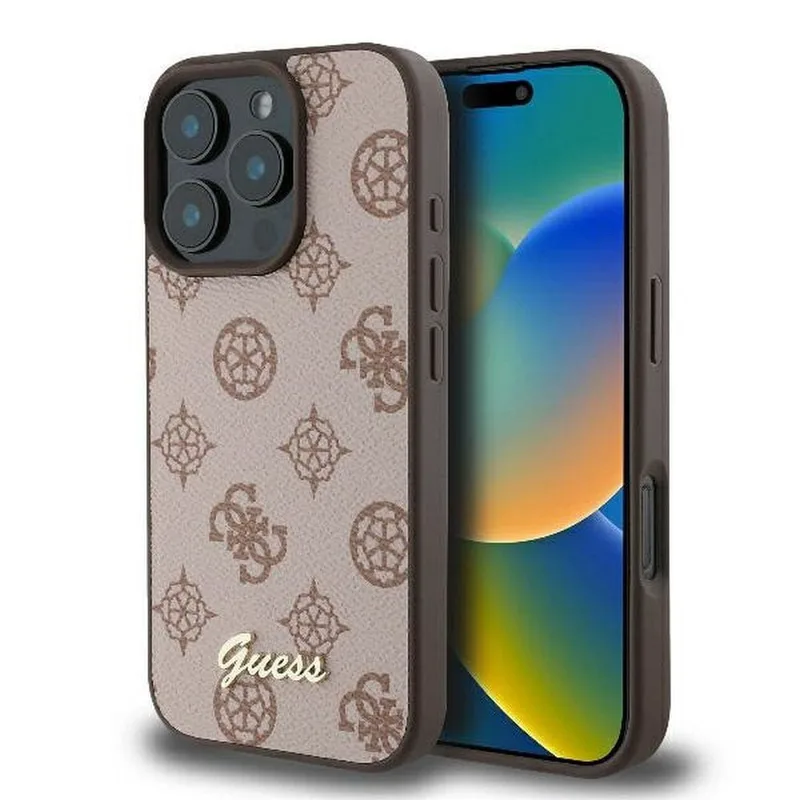 Θήκη Guess Peony Script Logo Magsafe Brown iPhone 16 Pro Max