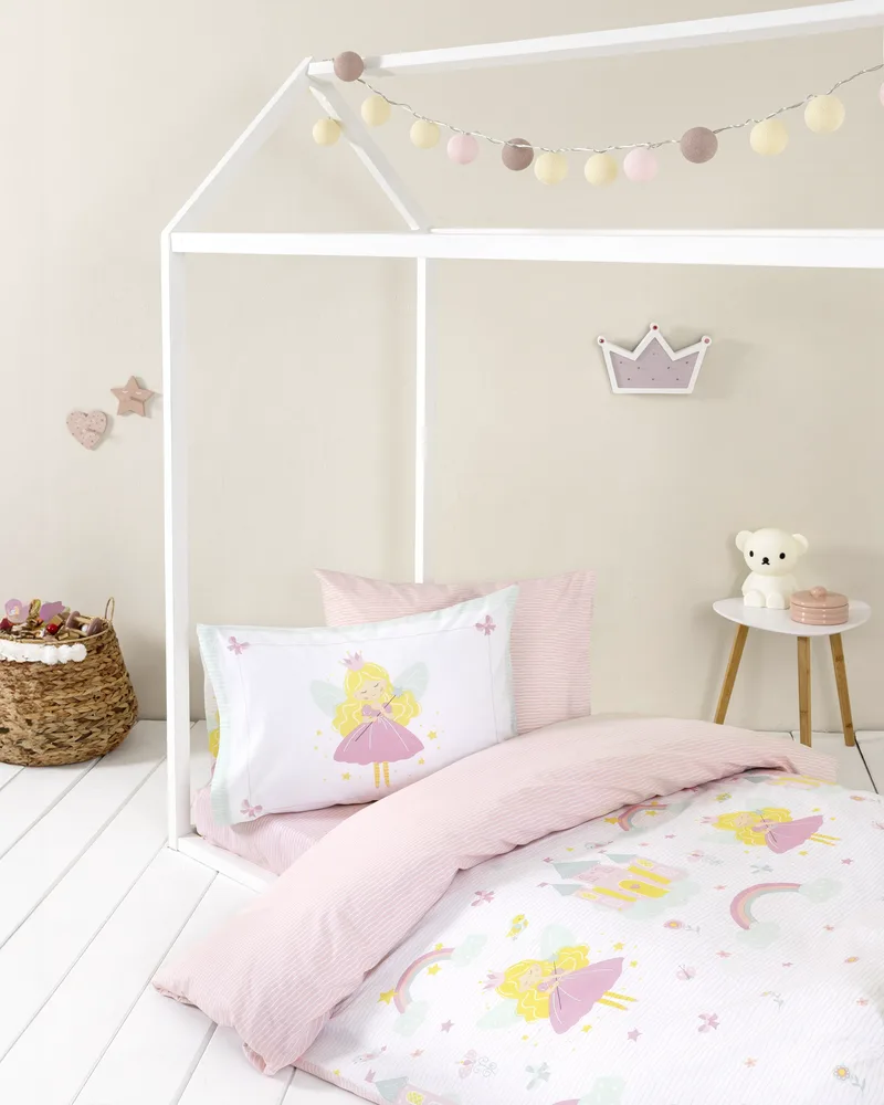 Σετ Παιδικά Σεντόνια Μονά 3 Τεμαχίων Nima Fairy Lelly Ροζ 170x255