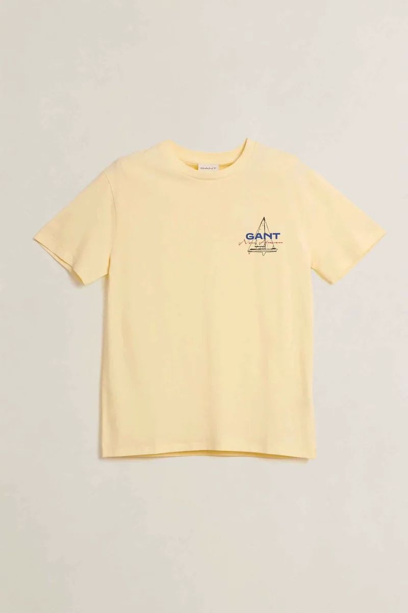 Gant ανδρικό T-shirt με print Regular Fit - 2003404 Κίτρινο Ανοιχτό