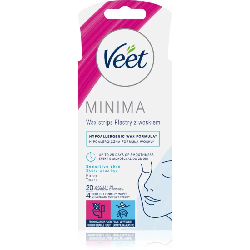 Veet Minima Hypoallergenic αποτριχωτικές ταινίες κεριού για το πρόσωπο 20 τμχ