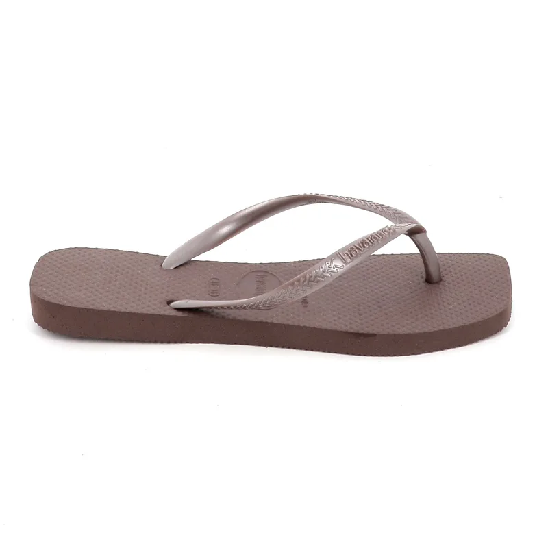 Γυναικεία Σαγιονάρα Havaianas Slim Square Logo Pop Up Χρώματος Καφέ 4148301-0727
