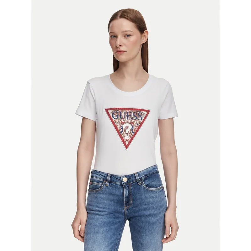 Guess T-Shirt W6YI25 K4344 Λευκό Slim Fit
