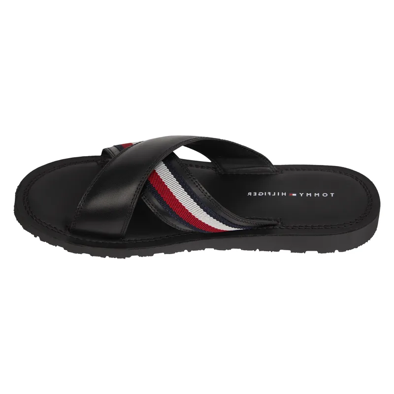 Ανδρικές Δερμάτινες Παντόφλες Tommy Hilfiger FM0FM04457 BDS Μαύρες