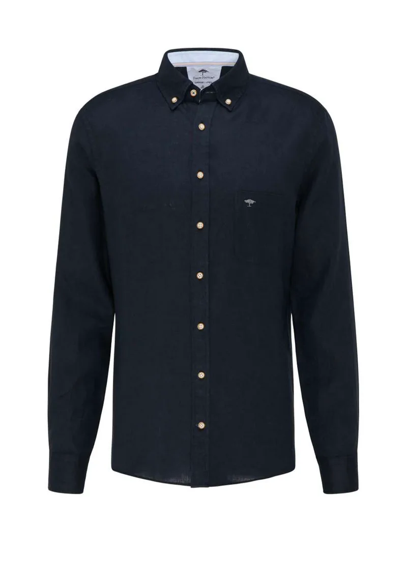 Fynch Hatton Λινό Πουκάμισο σε Classic γραμμή - 1121 6030 6037 Solid Navy