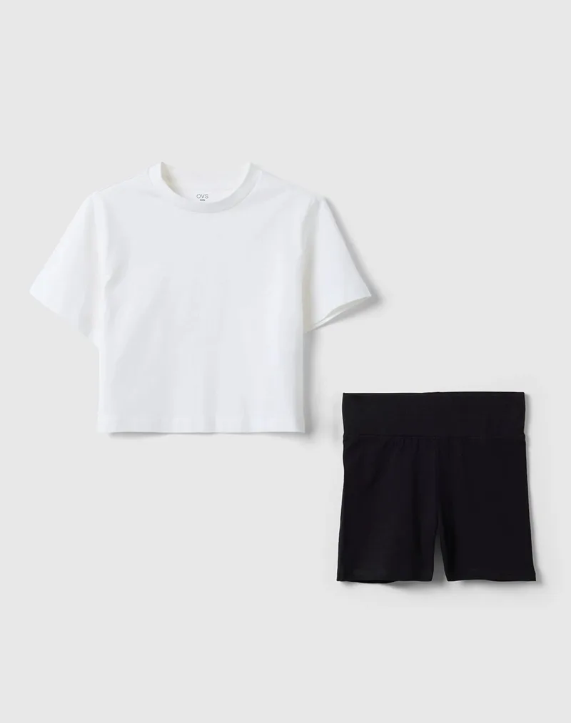 OVS JG.SET TSH SOL./SHR MOD.I 2615294-WHITE/BLACK Black