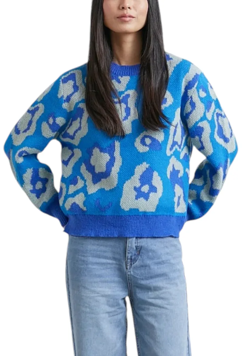 Πουλόβερ 24 Colours With Floral Design 41164b-BLUE Γυναικείο