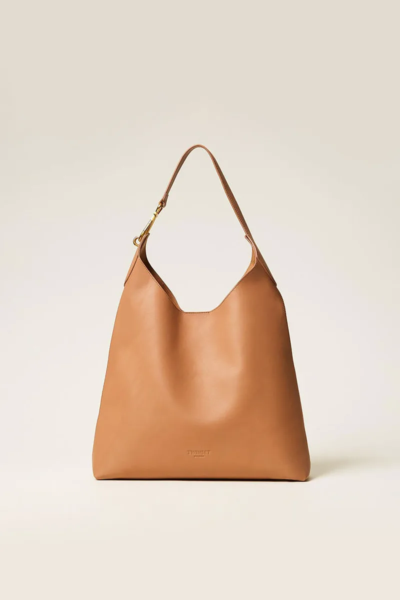 Twinset γυναικεία δερμάτινη τσάντα ώμου hobo - 261TB7131 Ταμπά