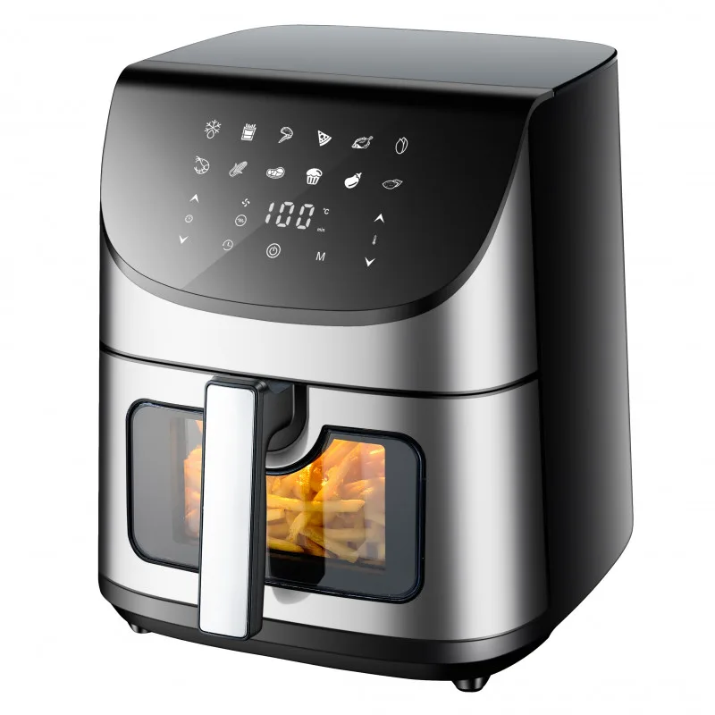 Φριτέζα Αέρος Oliver Voltz OV51980X, 1700W, 7L, 12 προγράμματα, Παράθυρο προβολής, Χρονοδιακόπτης, Μαύρο/Inox