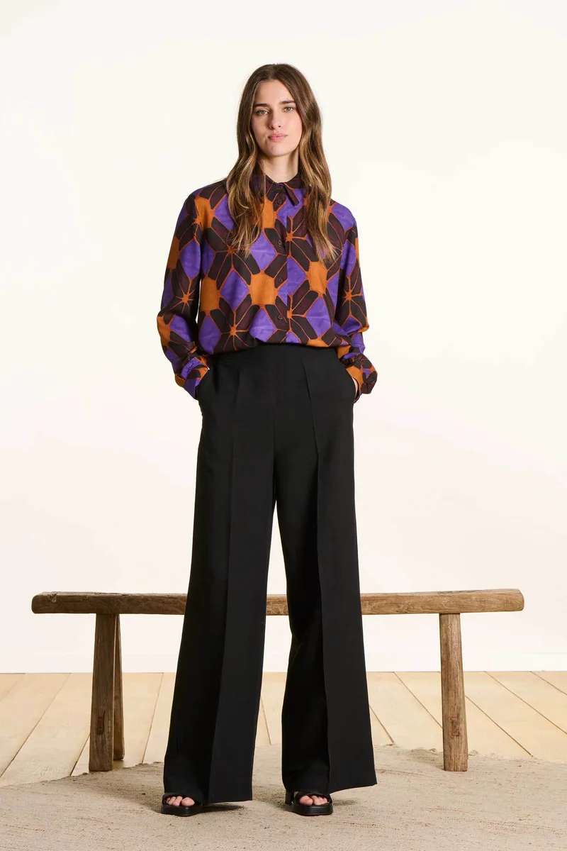 La Fée Maraboutée γυναικείο παντελόνι Straight Fit - FL-PA-DERICK-L Μαύρο
