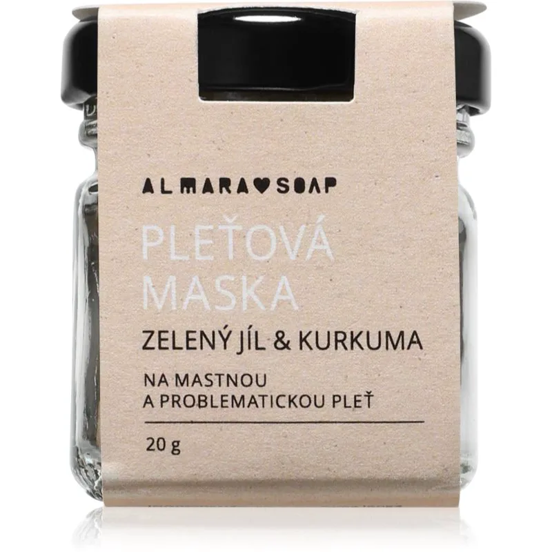 Almara Soap Face Green Clay & Turmeric καθαριστική μάσκα προσώπου για λιπαρή και προβληματική επιδερμίδα 20 γρ