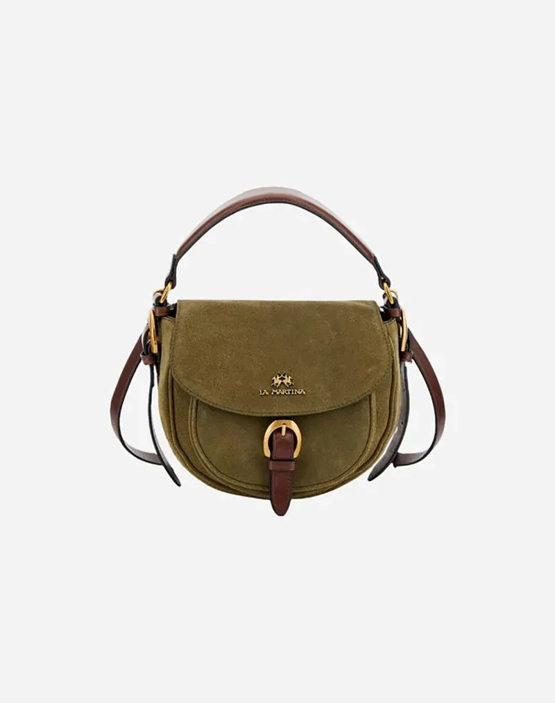 LA MARTINA ΤΣΑΝΤΑ BANDOLIERA SUEDE/CUOIETTO 3LMWCA011-LT130-B3215 Olive
