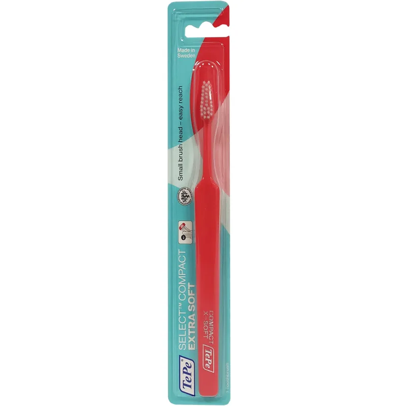 TePe Select Compact Extra Soft Toothbrush Πολύ Μαλακή Οδοντόβουρτσα για Αποτελεσματικό Καθαρισμό & Προστασία των Ούλων 1 Τεμάχιο - Κόκκινο