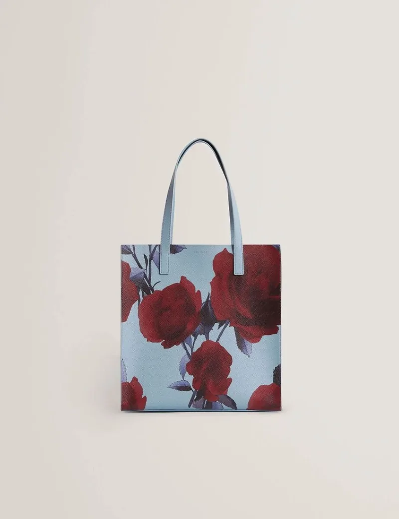 Ted Baker ELYZAA Rose Print PU Large Icon Tote Bag Μπλέ
