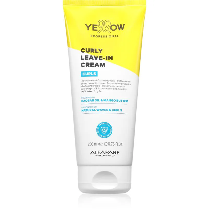 Yellow Professional Curls Curly Leave-in Cream κρέμα χωρίς ξέβγαλμα για σπαστά και σγουρά μαλλιά 200 ml