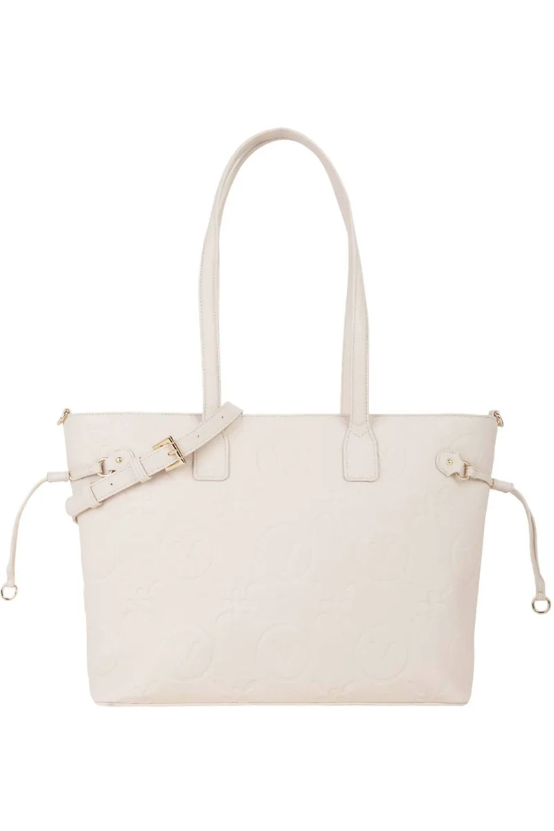 Valentino γυναικεία τσάντα shopper με ανάγλυφο λογότυπο "Samba Re" - 73LVBS8ZG01/SAM Εκρού