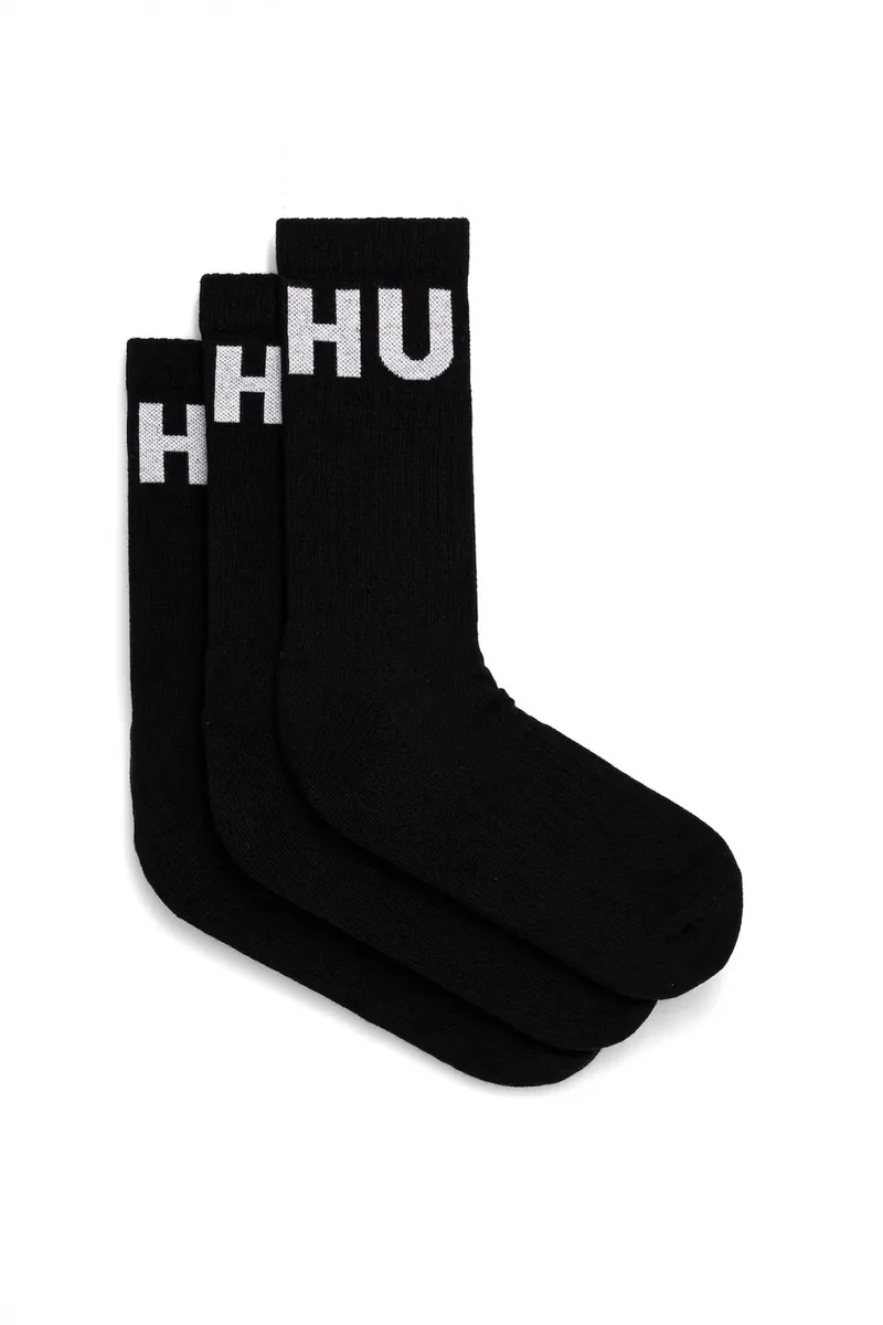 HUGO ΚΑΛΤΣΕΣ 3P QS ICONIC CC LOGO ΜΑΥΡΟ-ΛΕΥΚΟ