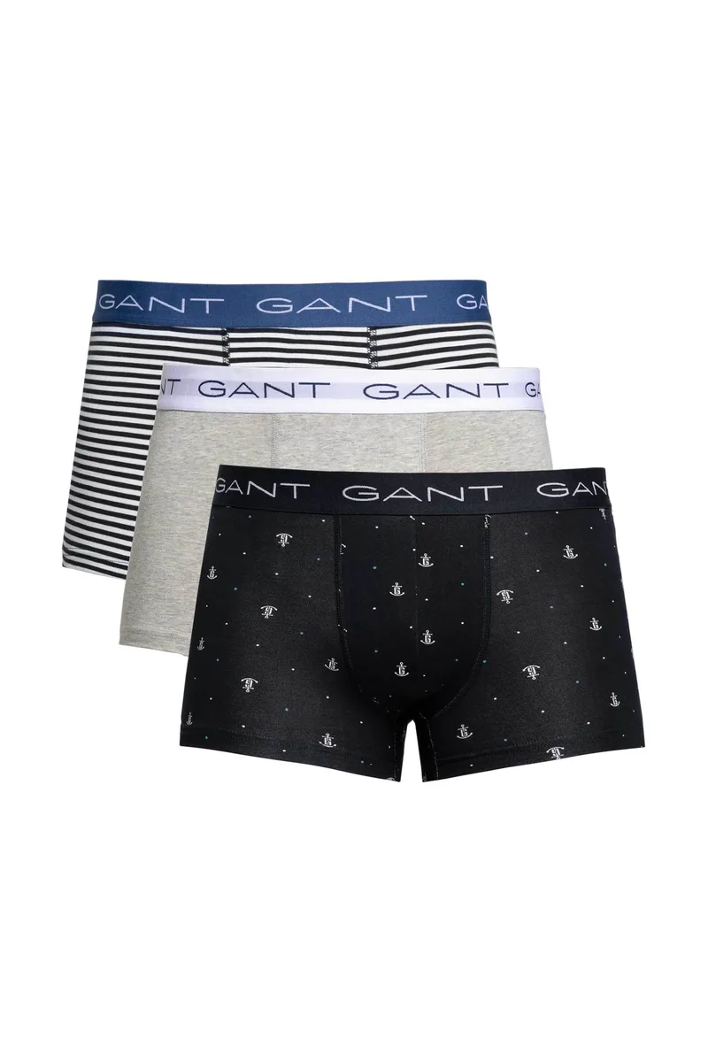 Gant σετ ανδρικά εσώρουχα trunk σε διάφορα σχέδια με λογότυπο στο λάστιχο (3 τεμάχια) - 901933543 Μπλε Σκούρο