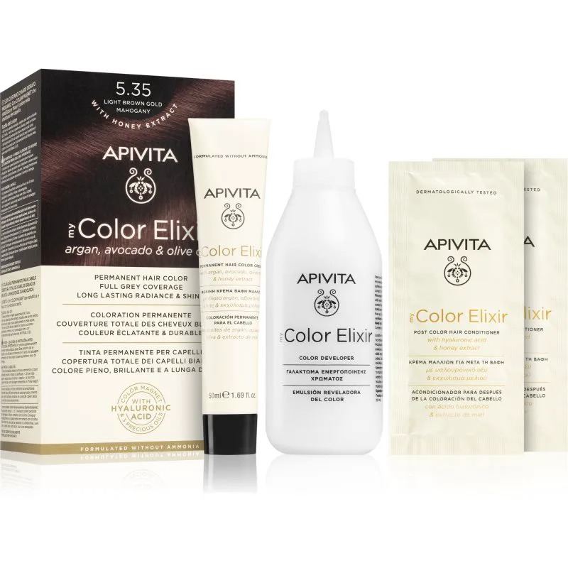 Apivita My Color Elixir βαφή μαλλιών χωρίς αμμωνία απόχρωση 5.35 Light Brown Χρυσό Mahogany 1 τμχ