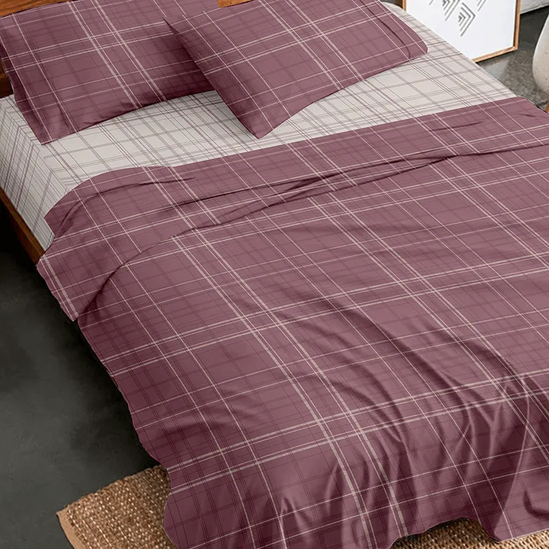 Σεντόνια Φανελένια Μονά (Σετ) 160X220 Sunshine Flannel 2066 Bordeaux Χωρίς Λάστιχο (160x220)