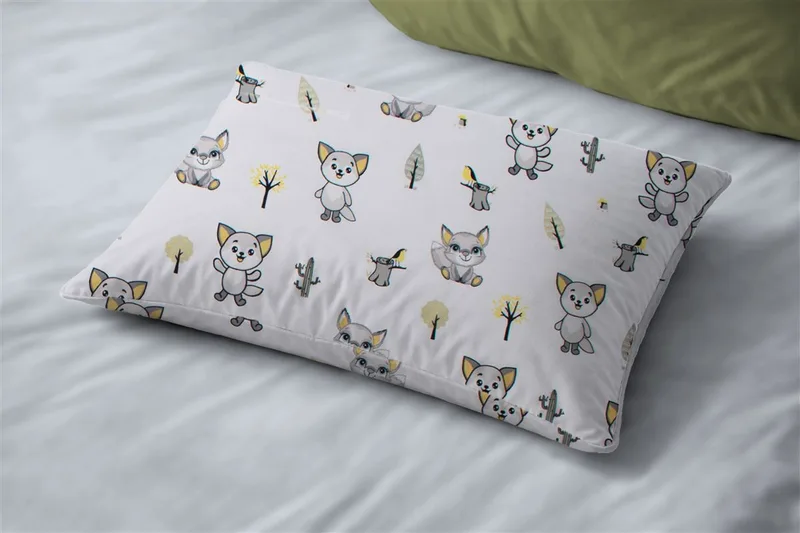 Μαξιλαροθήκη Bebe Βαμβακερή 35x45εκ. Baby Foxes 595 White-Grey DimCol (Ύφασμα: Βαμβάκι 100%, Χρώμα: Λευκό) - DimCol - 31111646074