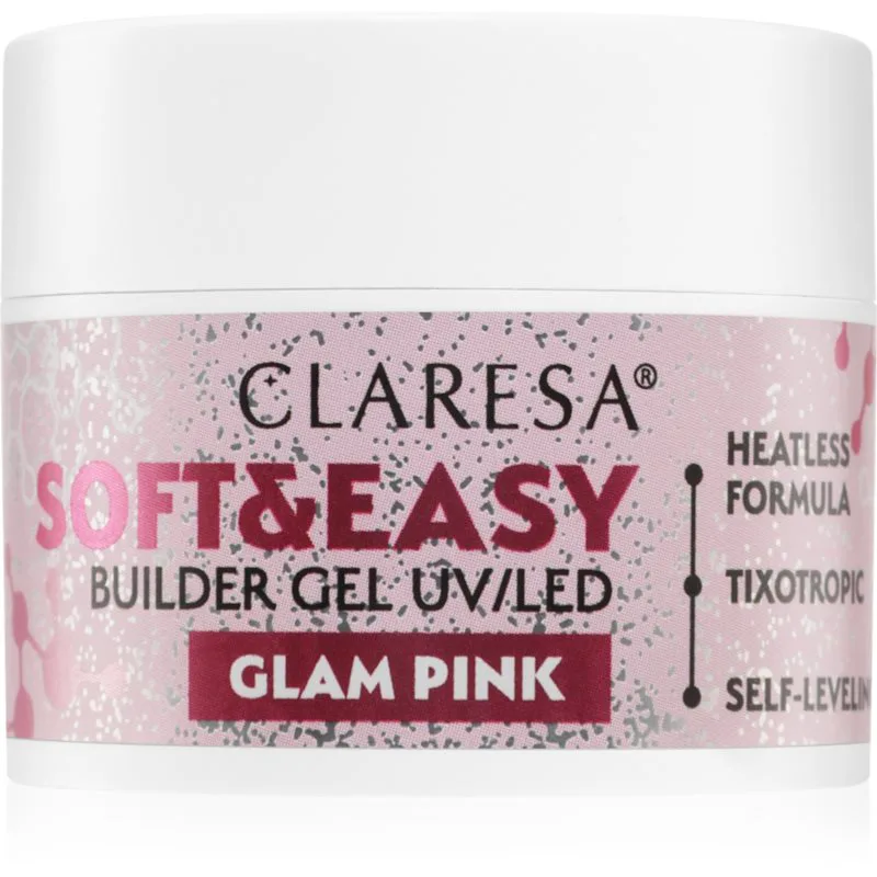 Claresa Soft&Easy Builder Gel Βάση για τα νύχια σε μορφή τζελ Για τα νύχια απόχρωση Glam Ροζ 12 γρ