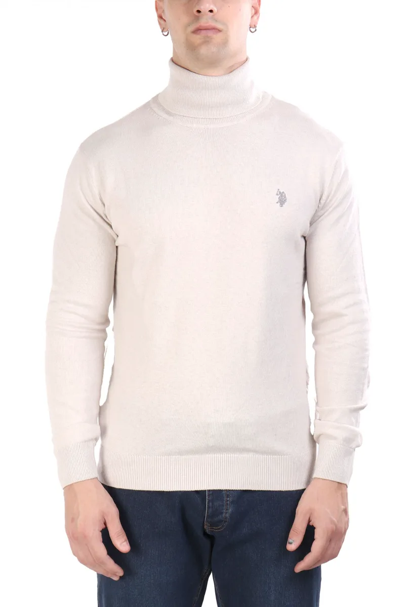 U.S.POLO ASSN ΠΛΕΚΤΟ ROLLNECK JOHN ΥΠΟΛΕΥΚΟ