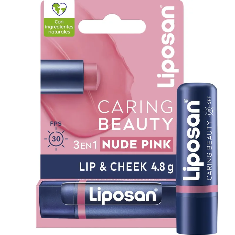 Liposan Caring Beauty Lip & Cheek Spf30 Βάλσαμο με Χρώμα για Χείλη & Μάγουλα με Υψηλό Δείκτη Προστασίας 4.8g - Nude Ροζ