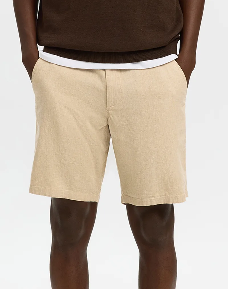SELECTED SLMREGULAR-BRODY LINEN BLD SHORTS NOOS 16087638-IncenseMIXEDW.OATMEAL Biege