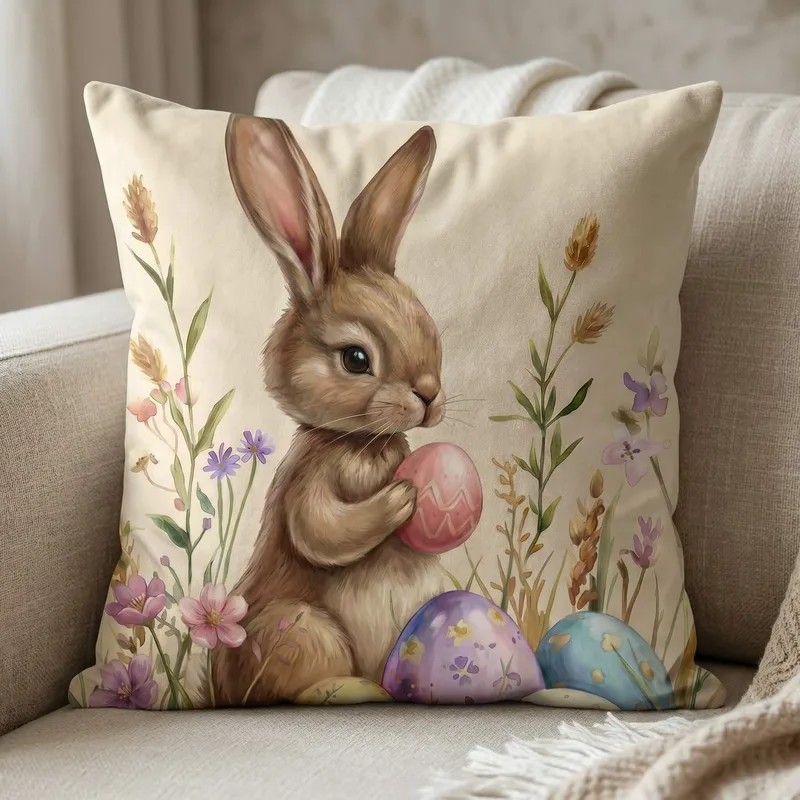 Διακοσμητική μαξιλαροθήκη (45Χ45) Pastel Egg Bunny 109825, KELMA