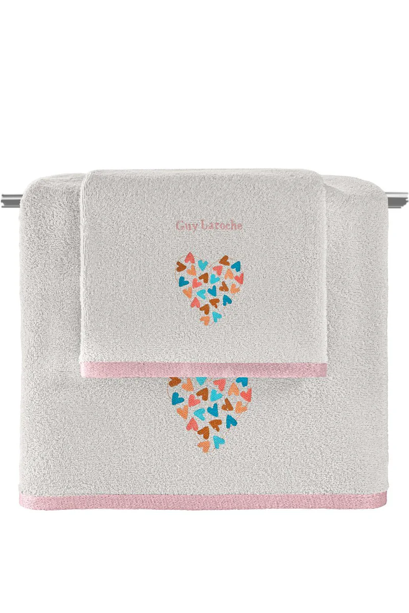 Σετ Βρεφικές Πετσέτες 2 Τεμαχίων Guy Laroche Bebe Amore Salmon-Silver 50x70,70x130