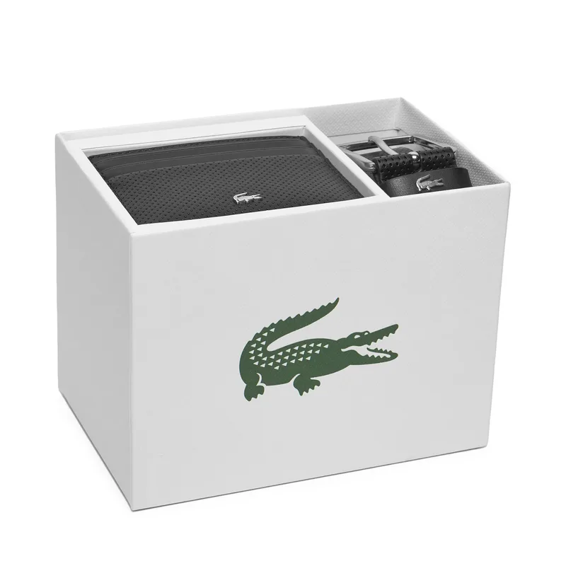 Σετ Θήκη Επαγγελματικών Καρτών & Ζώνη Lacoste RC4092 Μαύρο