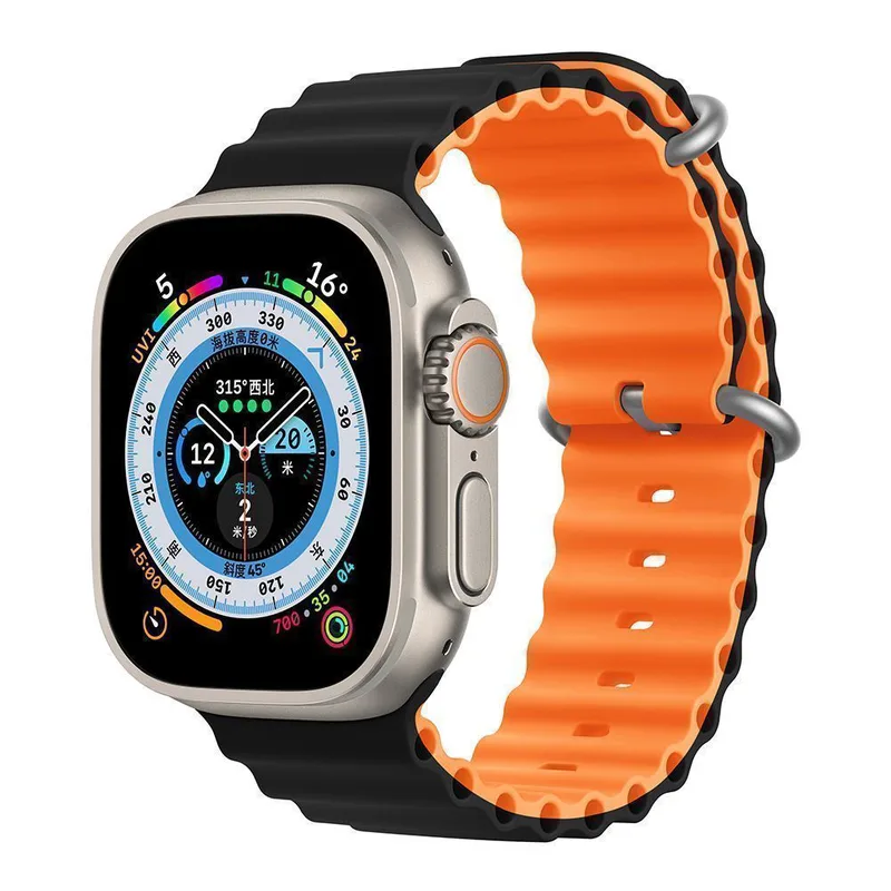 Orso Deluxe Sport Silicone Black/Orange Λουράκι Apple Watch 44/45/46/49mm