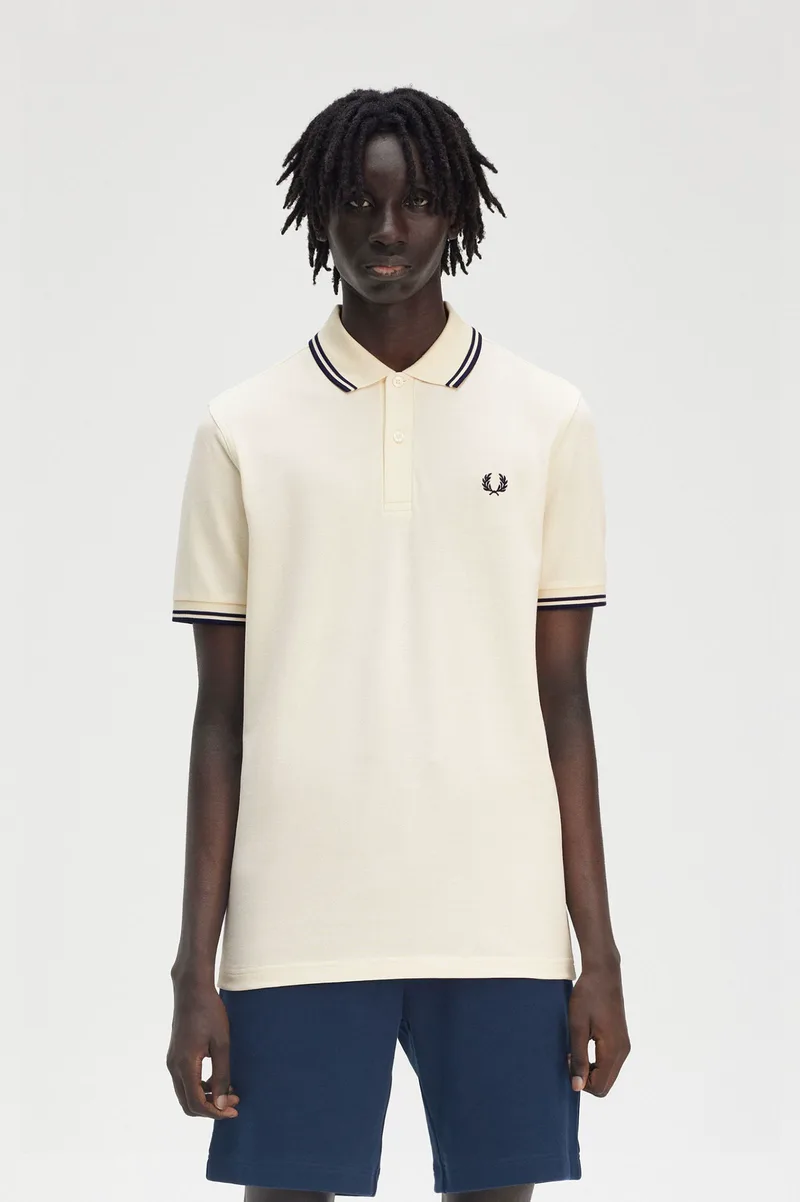 Fred Perry Ανδρική Μπλούζα Twin Tipped Polo M3600-Y24 Εκρού