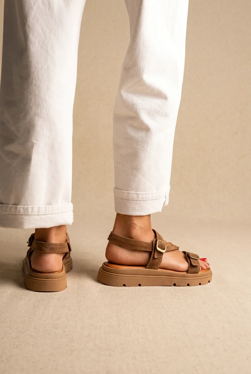TFP Sandals Mini Buckle Detail - 551 - Taupe Σουέτ