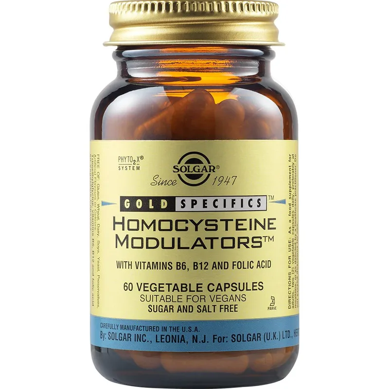 Solgar Homocysteine Modulators Συμπλήρωμα Διατροφής Αμινοξέος Τριμεθυλογλυκίνης & Βιταμινών Β για την Ισορροπία της Ομοκυστείνης στο Αίμα & την Καλή Υγεία της Καρδιάς 60veg.caps