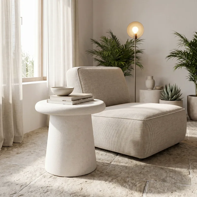 Βοηθητικό τραπέζι Herona pakoworld mdf λευκό Φ47x48εκ - PAKO WORLD - 415-000009