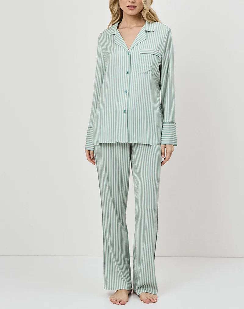 ARUELLE Moss pj long SS26 39.01.23.952-Green/Beige Green