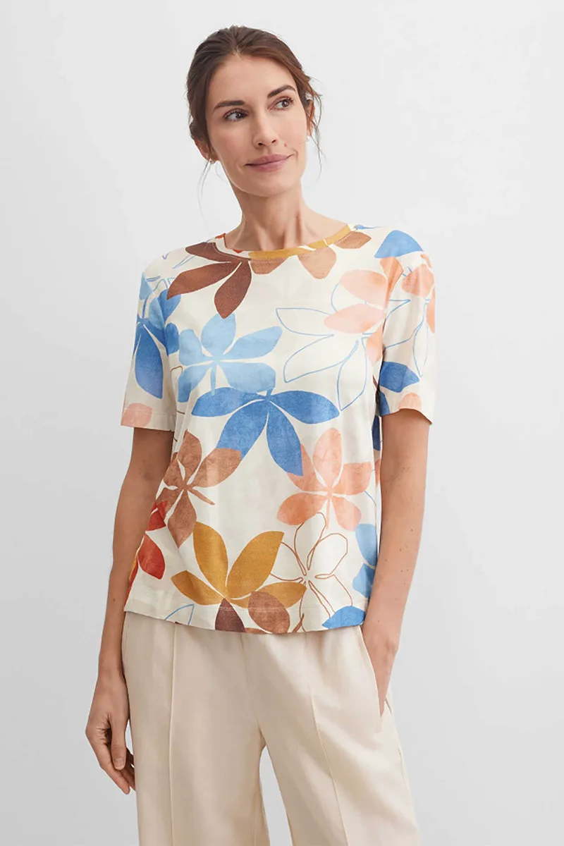 Gerry Weber γυναικείο T-shirt με all-over floral print - N61721393044 Μπεζ