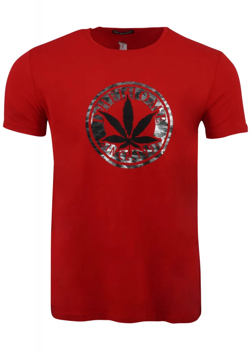 Ανδρικό t-shirt κοντό μανίκι στάμπα. Basic Collection. ΚΟΚΚΙΝΟ