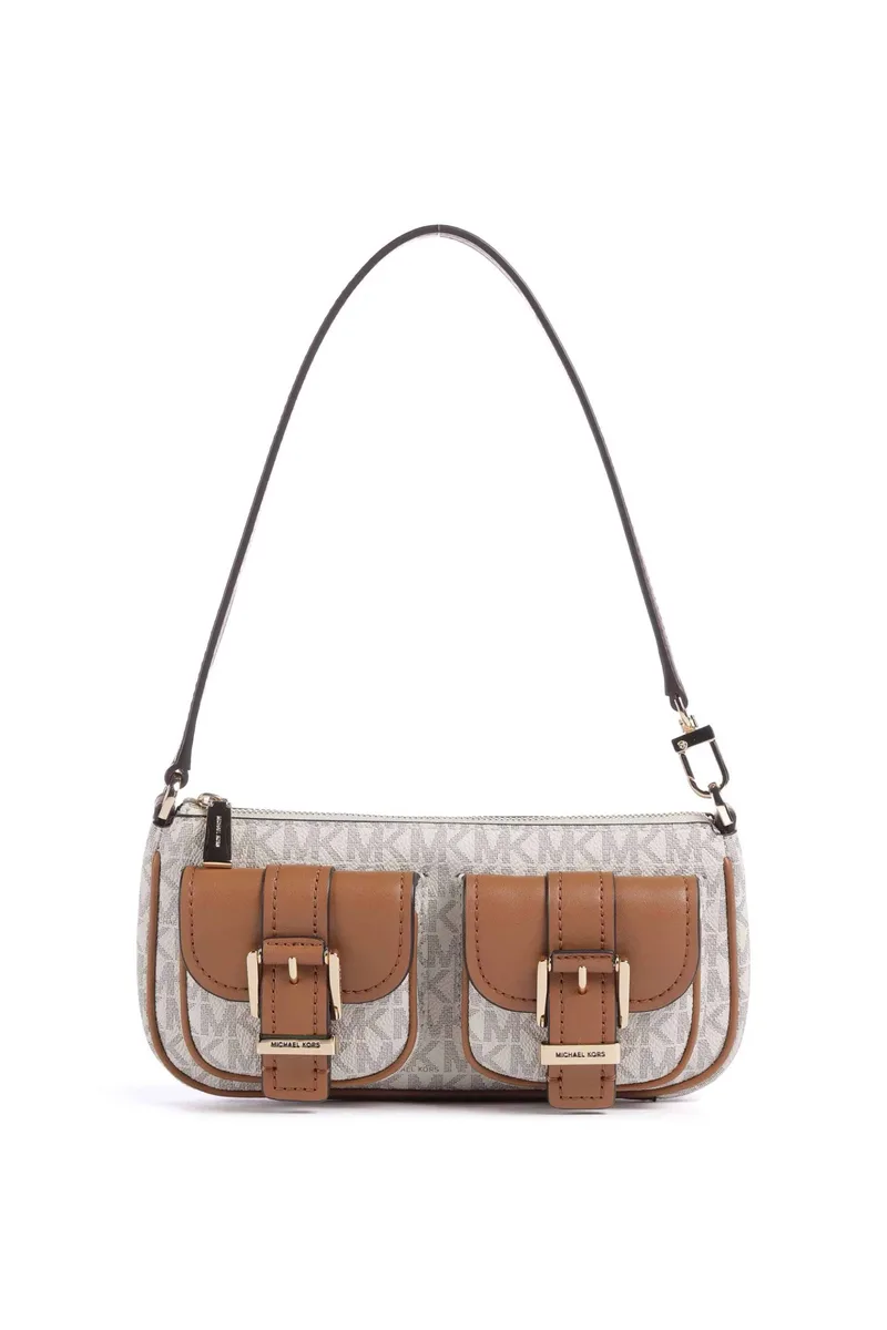 Michael Kors γυναικεία τσάντα ώμου με all-over monogram και τσέπες "Zoe" - 32S5GZCU1B Εκρού