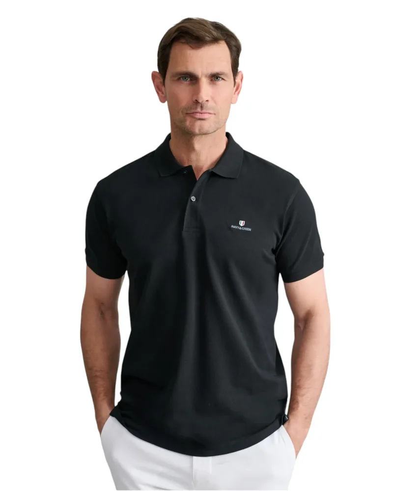 Navy & Green Ανδρική Μπλούζα Πόλο Κοντομάνικη 24GE.300.9 BLACK Μαύρο