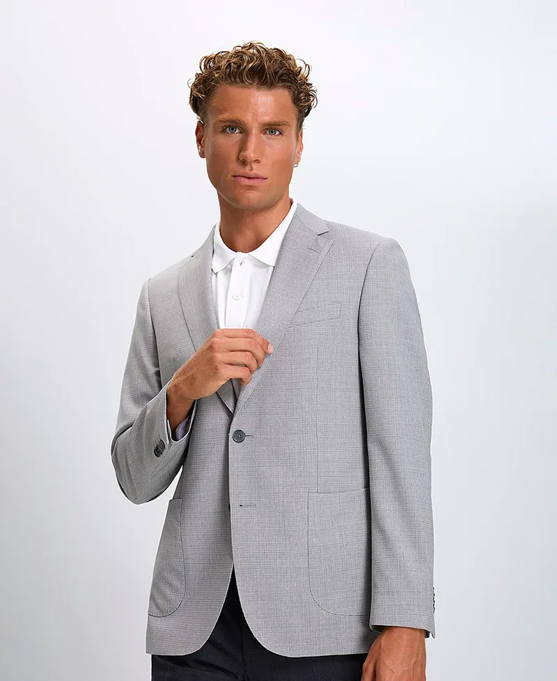 Kaiser Hoff Ανδρικό Σακάκι Modern Fit με Μικροσχέδιο σε Γκρι