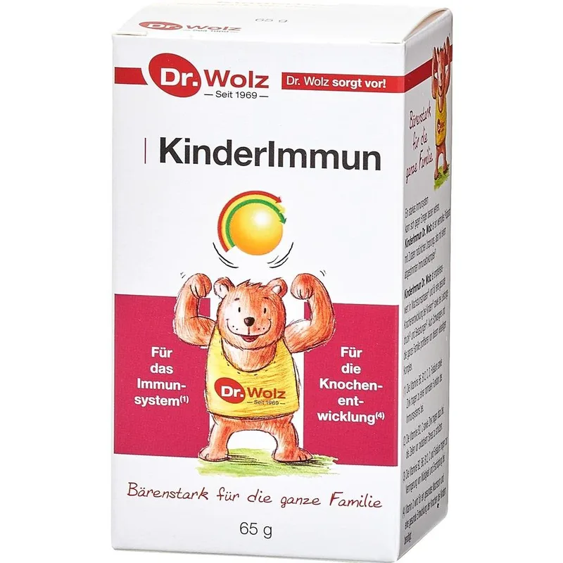 Dr. Wolz KinderImmun Συμπλήρωμα Διατροφής Πολυβιταμινών, Μετάλλων Ιχνοστοιχείων & Προβιοτικών για Παιδιά για την Ενίσχυση του Ανοσοποιητικού, την Υποστήριξη των Οστών & Δοντιών & της Σωστής Ανάπτυξης σε Σκόνη 65g