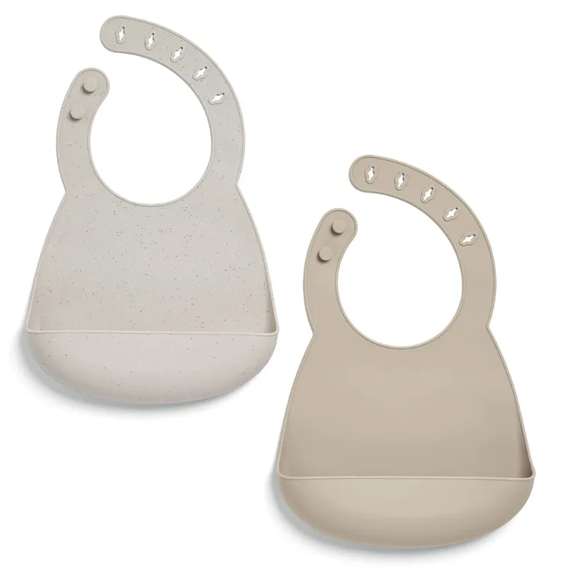 Σετ Σαλιάρες Σιλικόνης 2 Τεμαχίων Mamas & Papas Neutral Speckle 24280133