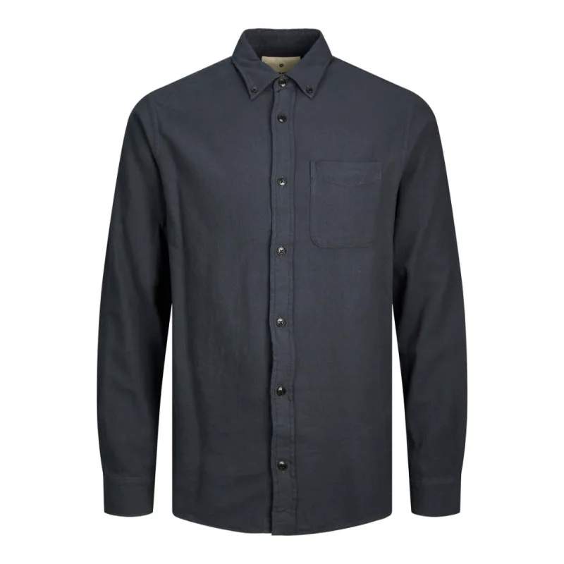 Jack & Jones "Premium Blubrook twill shirt", βαμβακερό πουκάμισο φανέλα - Black Sand