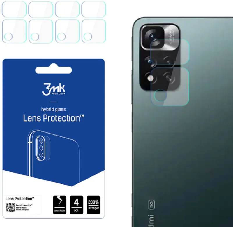 3MK Hybrid Glass Camera Protector - Αντιχαρακτικό Υβριδικό Προστατευτικό Γυαλί για Φακό Κάμερας Xiaomi Redmi Note 11 Pro Plus 5G - 4 Τεμάχια (5903108469548)