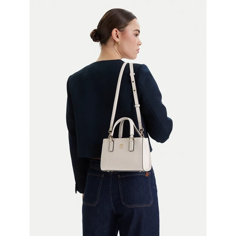 Τσάντα Tommy Hilfiger Th Daily Mini Tote Mono AW0AW18416 Λευκό