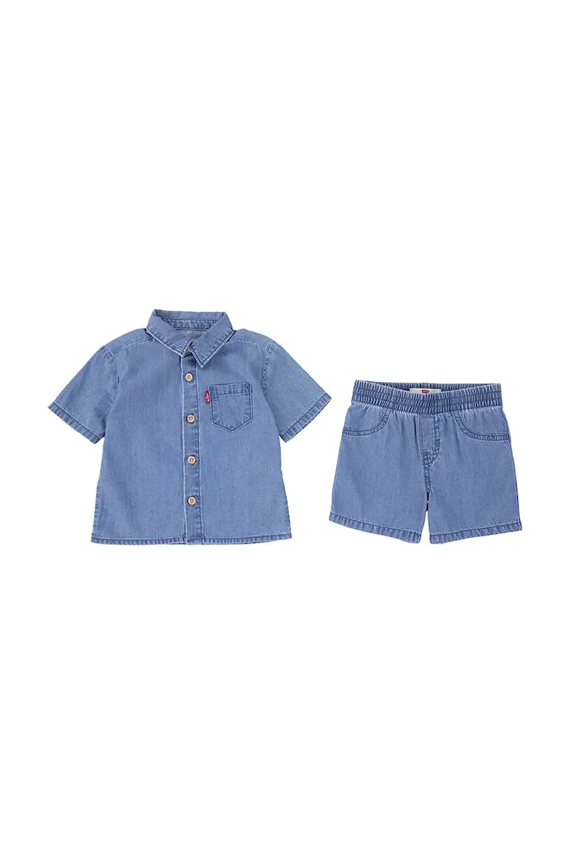 Levi's Βρεφικό βαμβακερό σετ Levi's WESTERN LT WT DENIM SHORT