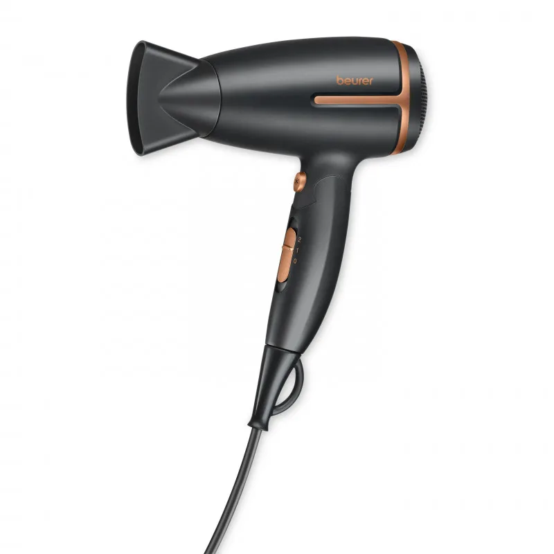 Πιστολάκι Μαλλιών Beurer HC 25, 1600W, 2 ταχύτητες, 2 επίπεδα, Ιονισμός, Ψυχρή δέσμη, Συμπυκνωτής, Μαύρο